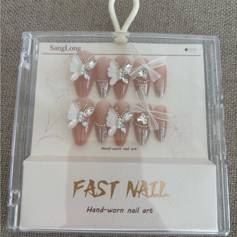 Hand made Nail Art with Butterflies